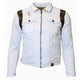 M1082 Denim Jacket with Leopard Prints - White — Star Product of the Day at Jeans.com
