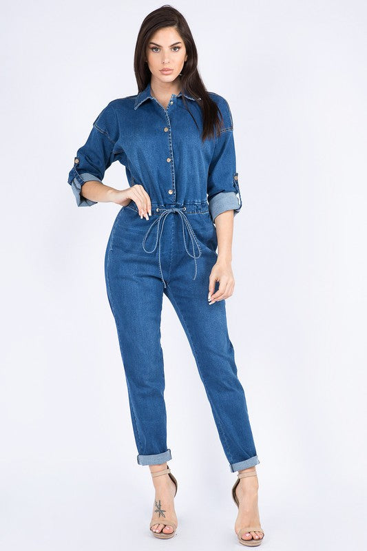 Roll up Chain Back Denim Jumpsuits — Star Product of the Day at Jeans.com
