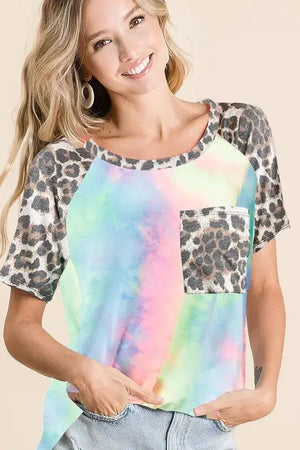 Women's Knit T-Shirt - Tie Dye Leopard - Casual Style — Star Product of the Day at Jeans.com