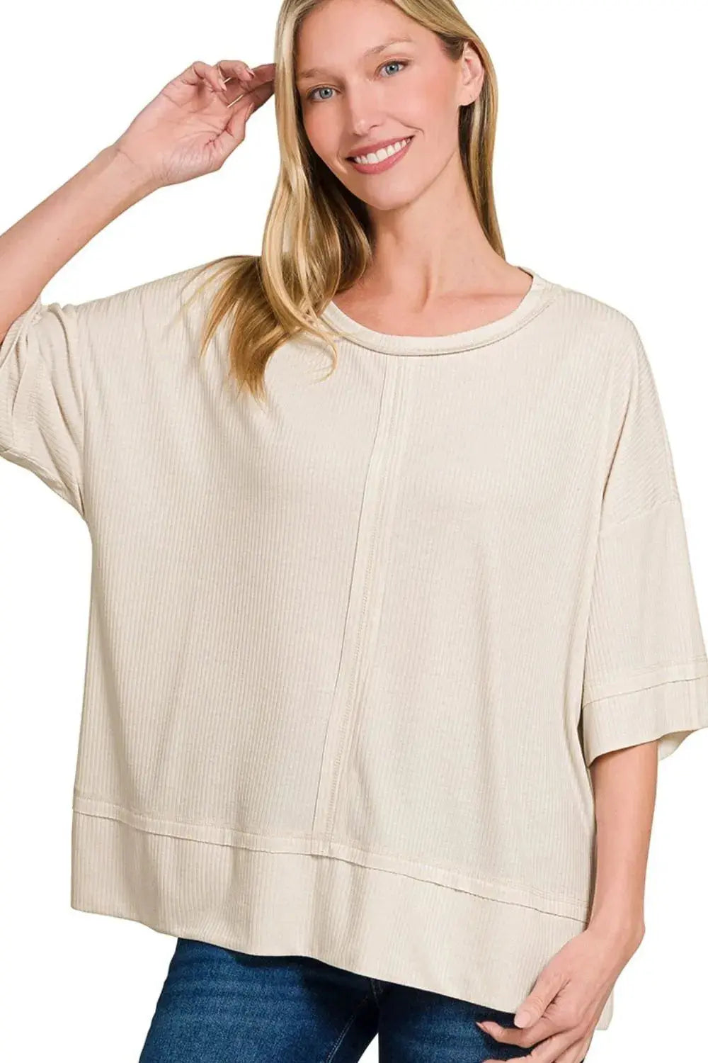 Women's Ribbed Boat Neck Top - Soft & Stretchy Casual Tee — Star Product of the Day at Jeans.com