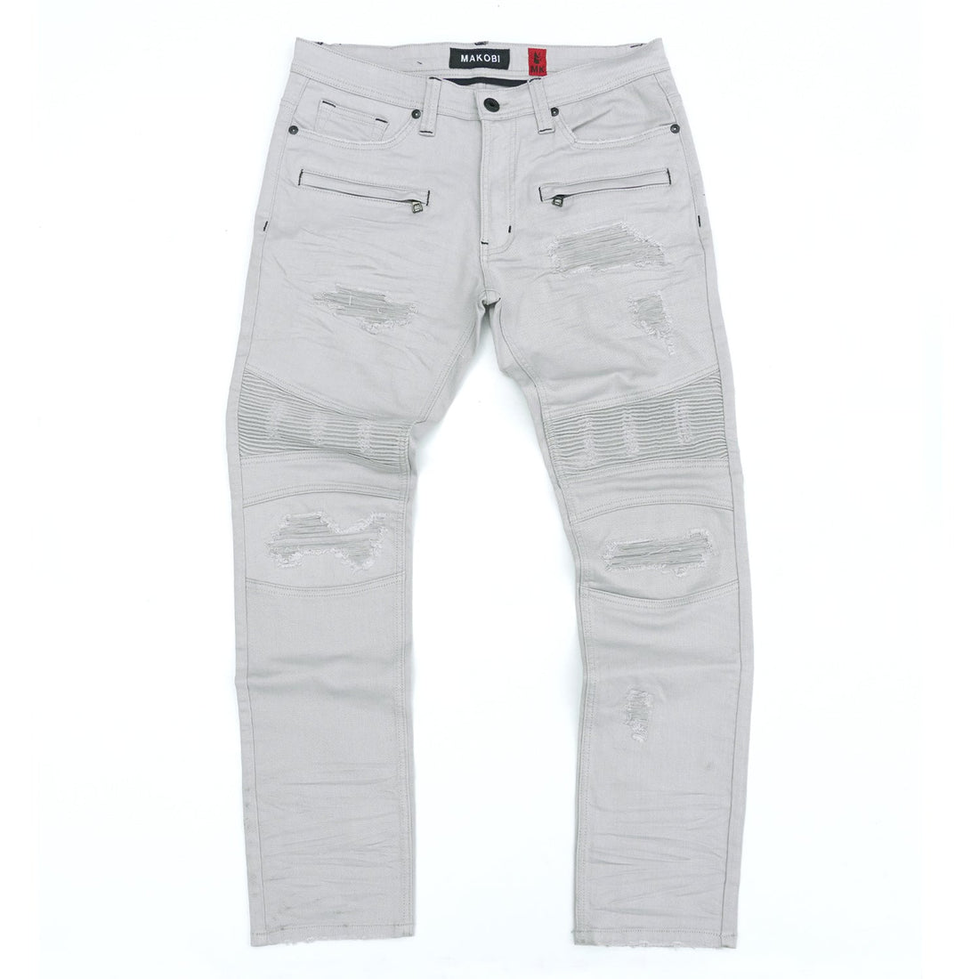 M1926 - Makobi Core Denim Biker Jeans - Light Gray — Star Product of the Day at Jeans.com