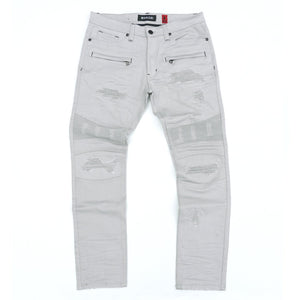 M1926 - Makobi Core Denim Biker Jeans - Light Gray — Star Product of the Day at Jeans.com