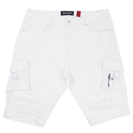 M936 - Makobi Denim Cargo Shorts - White — Star Product of the Day at Jeans.com