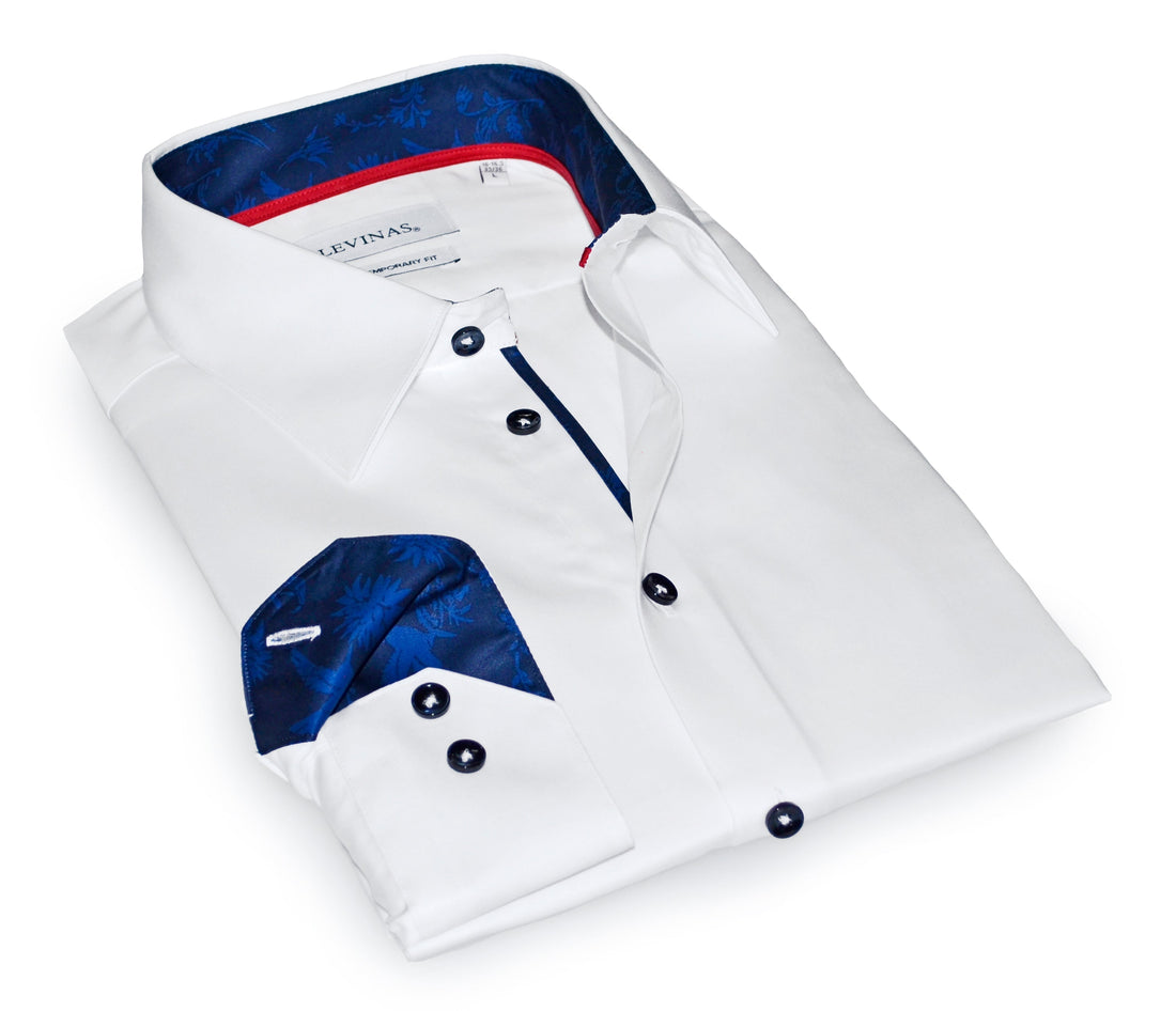 Gabe  Button-Up Shirt With Contrast Details // White  // Contemporary Fit (Regular)- final sale — Star Product of the Day at Jeans.com