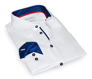 Gabe  Button-Up Shirt With Contrast Details // White  // Contemporary Fit (Regular)- final sale — Star Product of the Day at Jeans.com
