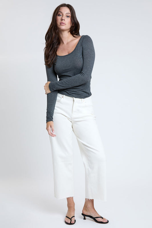 Women's High Rise Cropped Trouser Jeans Wide Leg Fit