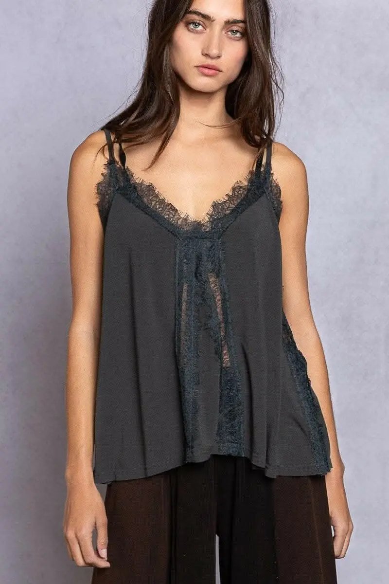 Trendsi Trendsi POL Lace Detail V-Neck Cami - Premium Quality — Star Product of the Day at Jeans.com