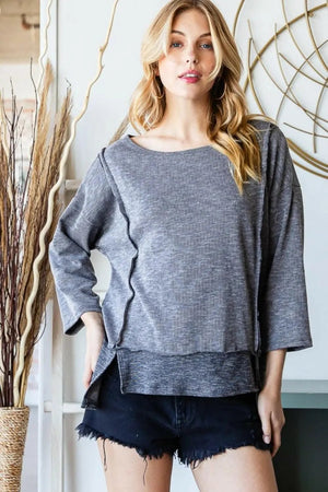 Women's Top - Boat Neck Exposed Seam Slit - Casual Tee — Star Product of the Day at Jeans.com