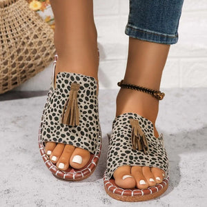 Trendsi Trendy leopard print sandals with fringe — Star Product of the Day at Jeans.com