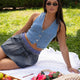Women's Cropped Button Front Vest