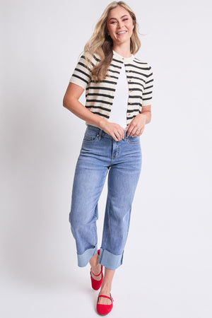 Women's High Rise Raw Mega Cuff Straight  Jeans — Star Product of the Day at Jeans.com