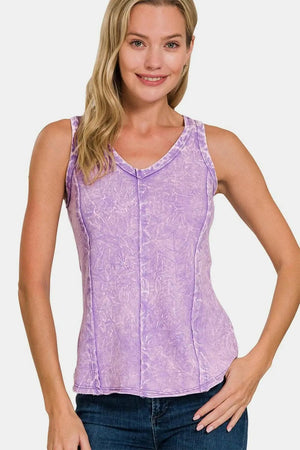 Trendsi Zenana Exposed Seam Tank Women's Casual Top Wide Strap Comfy — Star Product of the Day at Jeans.com