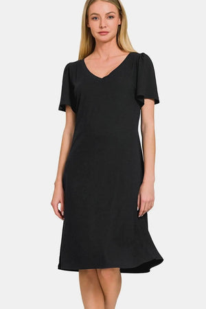 Trendsi Zenana V-Neck Short Sleeve Dress for Effortless El — Star Product of the Day at Jeans.com
