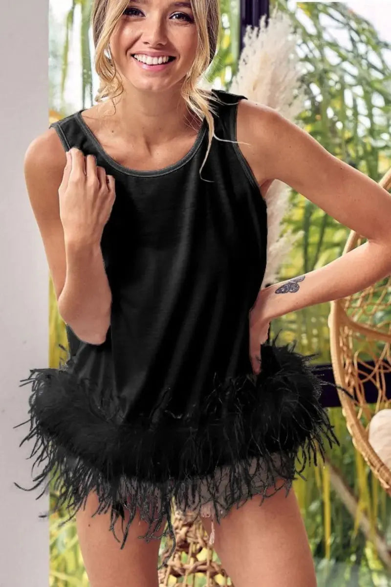 Trendsi Terry Feather Top Women's Casual Tank: Back Tie, Soft — Star Product of the Day at Jeans.com