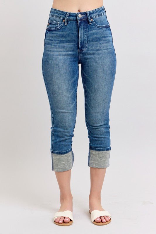 Judy Blue Full Size Skinny Cuff Capris Jeans with Pockets Plus Size — Star Product of the Day at Jeans.com
