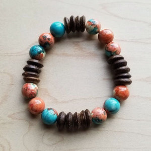 Multi-Colored Turquoise and Wood Stretch Bracelet — Star Product of the Day at Jeans.com