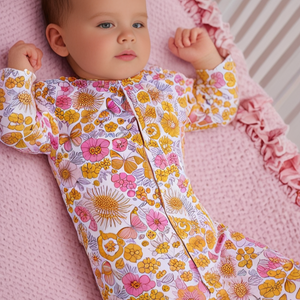 Retro Vintage Flowers Ruffle Footie — Star Product of the Day at Jeans.com