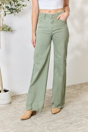 Trendsi RISEN Raw Hem Jeans Women's Casual Wide Leg Denim USA Ship — Star Product of the Day at Jeans.com