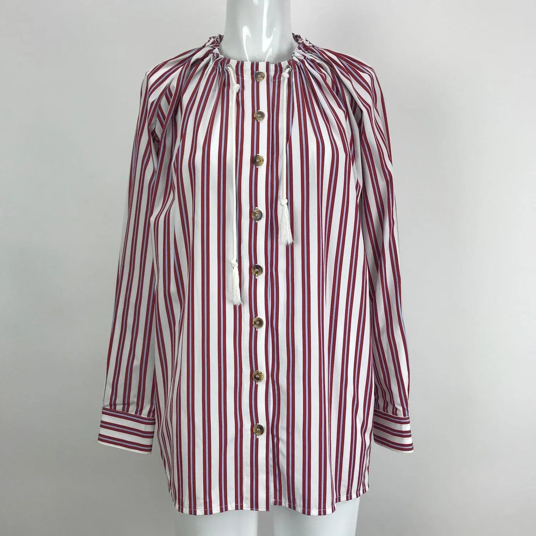 VICTORIA/TOMAS Shirt with adjustable collar Red Stripe