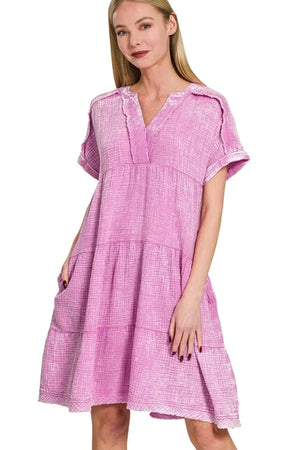 Women's Dress - Lightweight Gauze V-Neck - Casual Summer Raw Edge — Star Product of the Day at Jeans.com