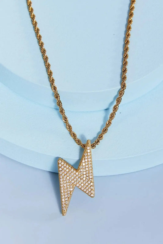 Trendsi Brass Lightning Bolt Necklace