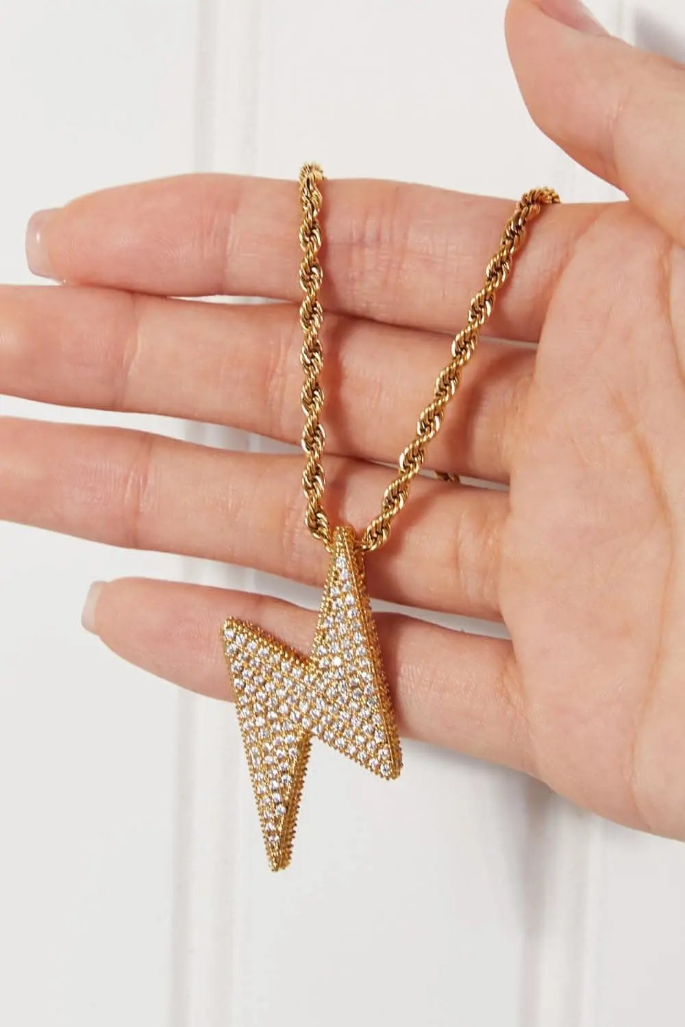 Trendsi Brass Lightning Bolt Necklace