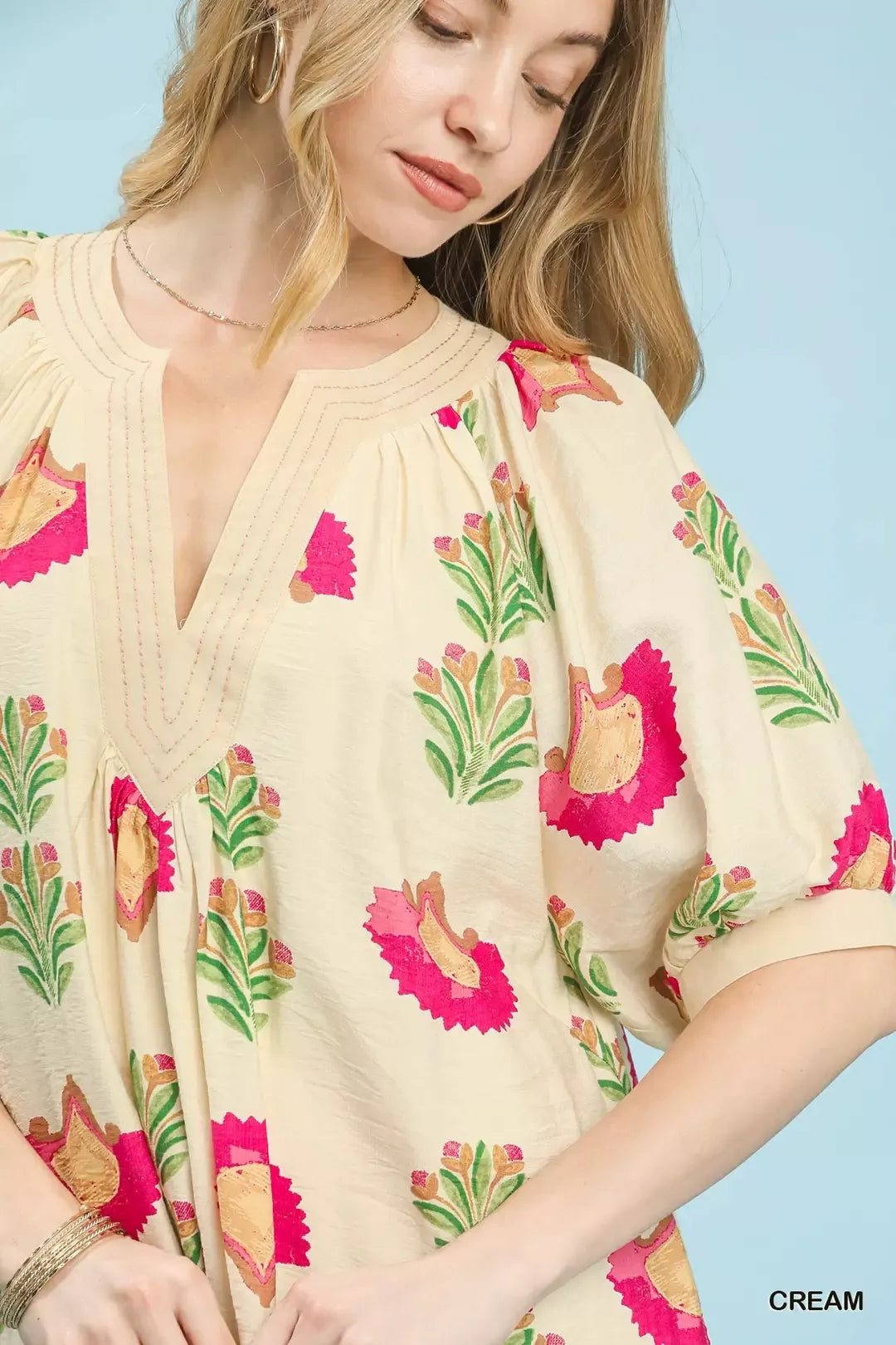 Umgee Abstract Print Mini Dress in Cream
