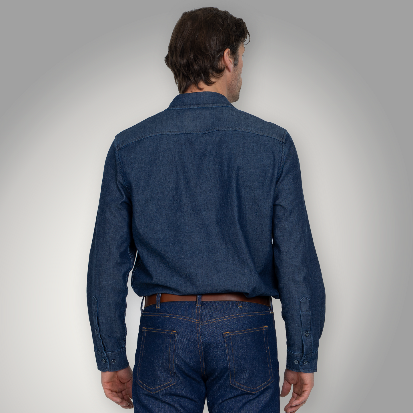 Fitted Chambray Button Up - Dark Wash
