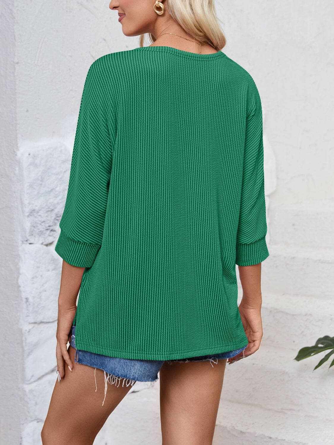 Trendsi just arrived - Textured 3/4 sleeve blouse