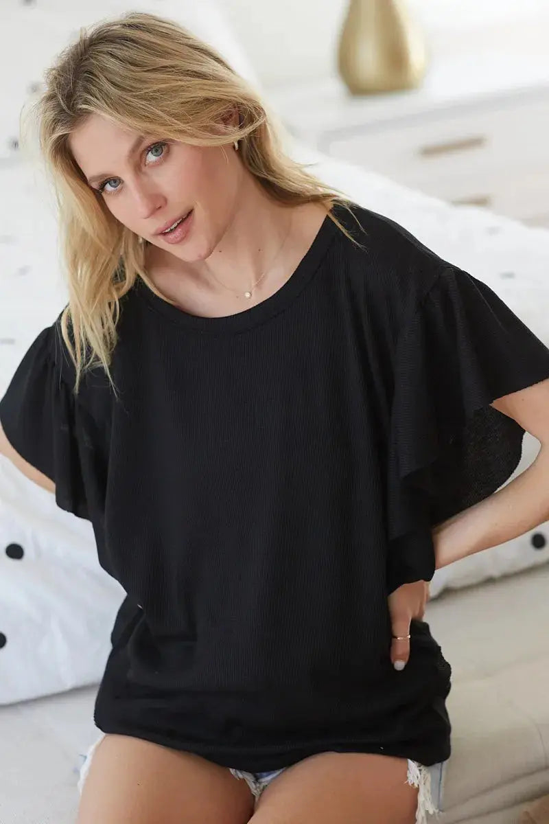 Thermal Top - Knit Ruffle Sleeve - Women's