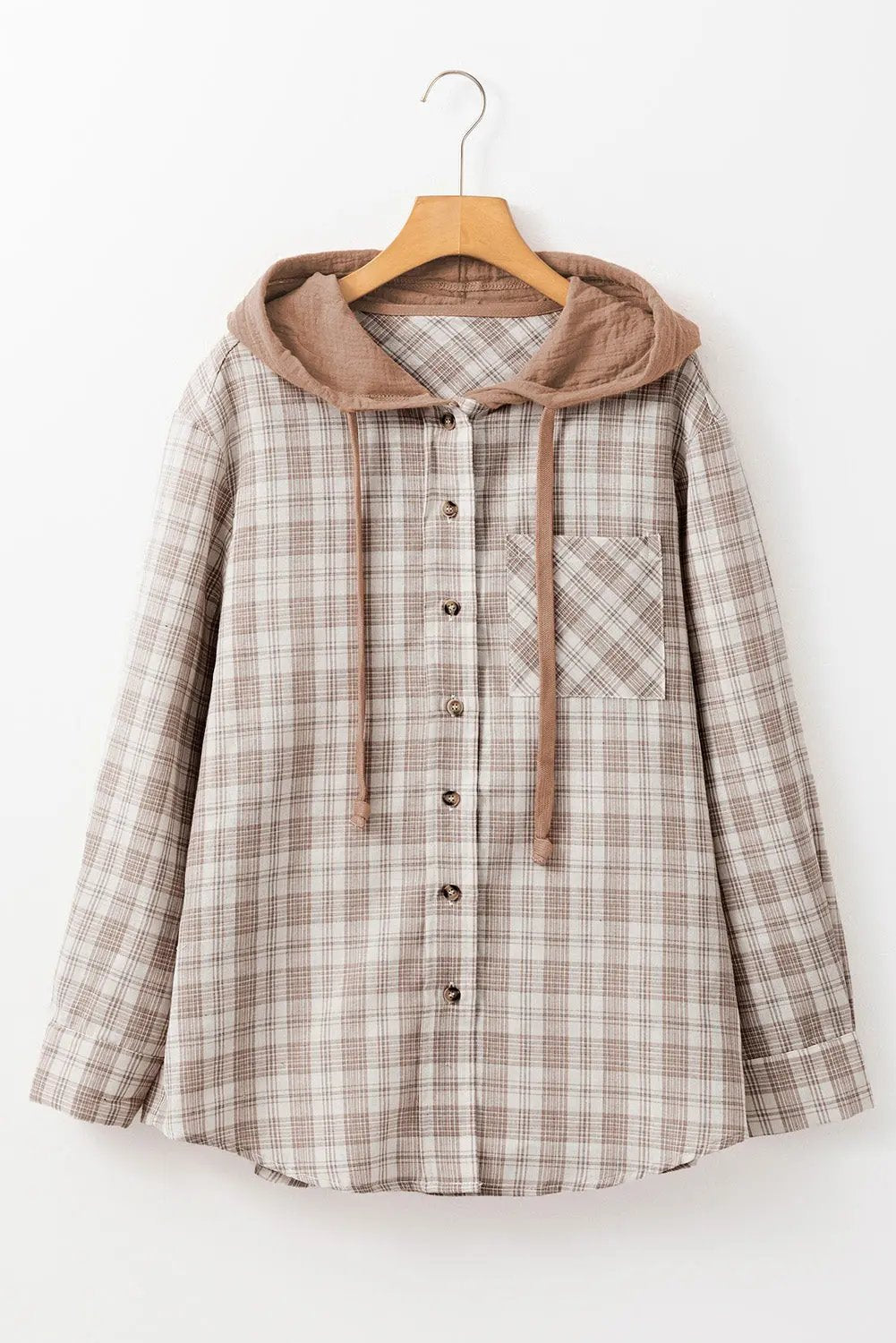 Women's Checkered Shacket - Soft & Hooded - Fall Layering Top