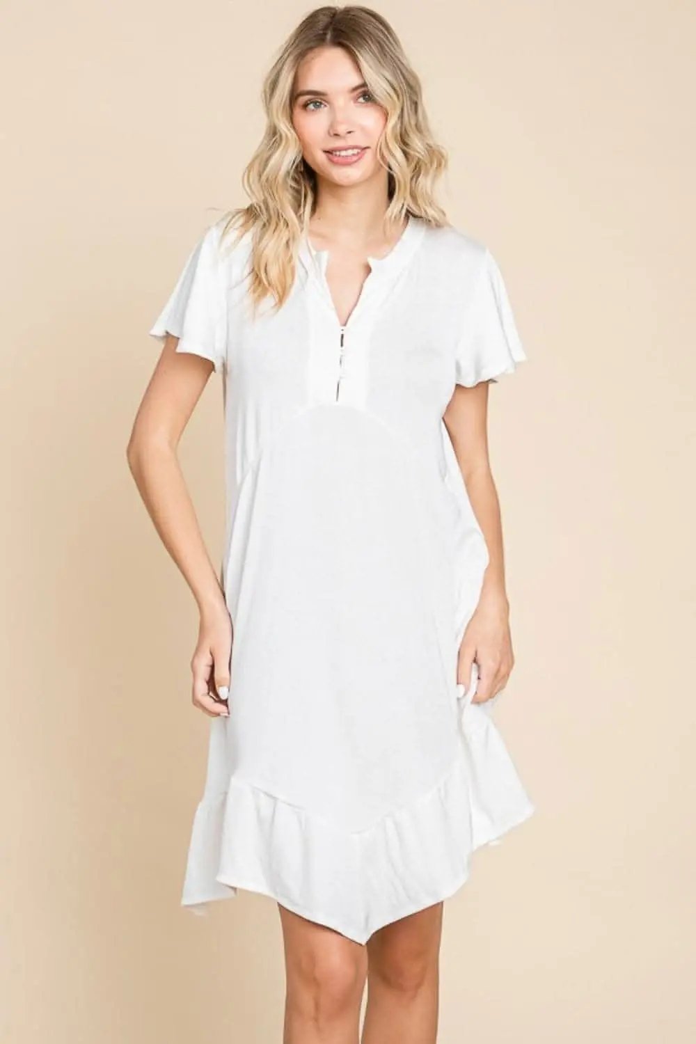 Trendsi Ruffled Dress Women's Everyday Casual Dress with Pockets