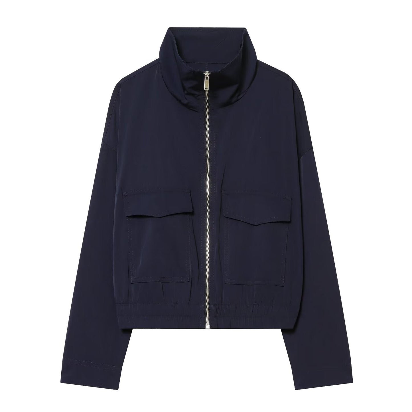 Women's Jacket Navy Blue Utility BYMANYC ® New York SOHO NAVY HIGH COLLAR BOMBER - New Collection