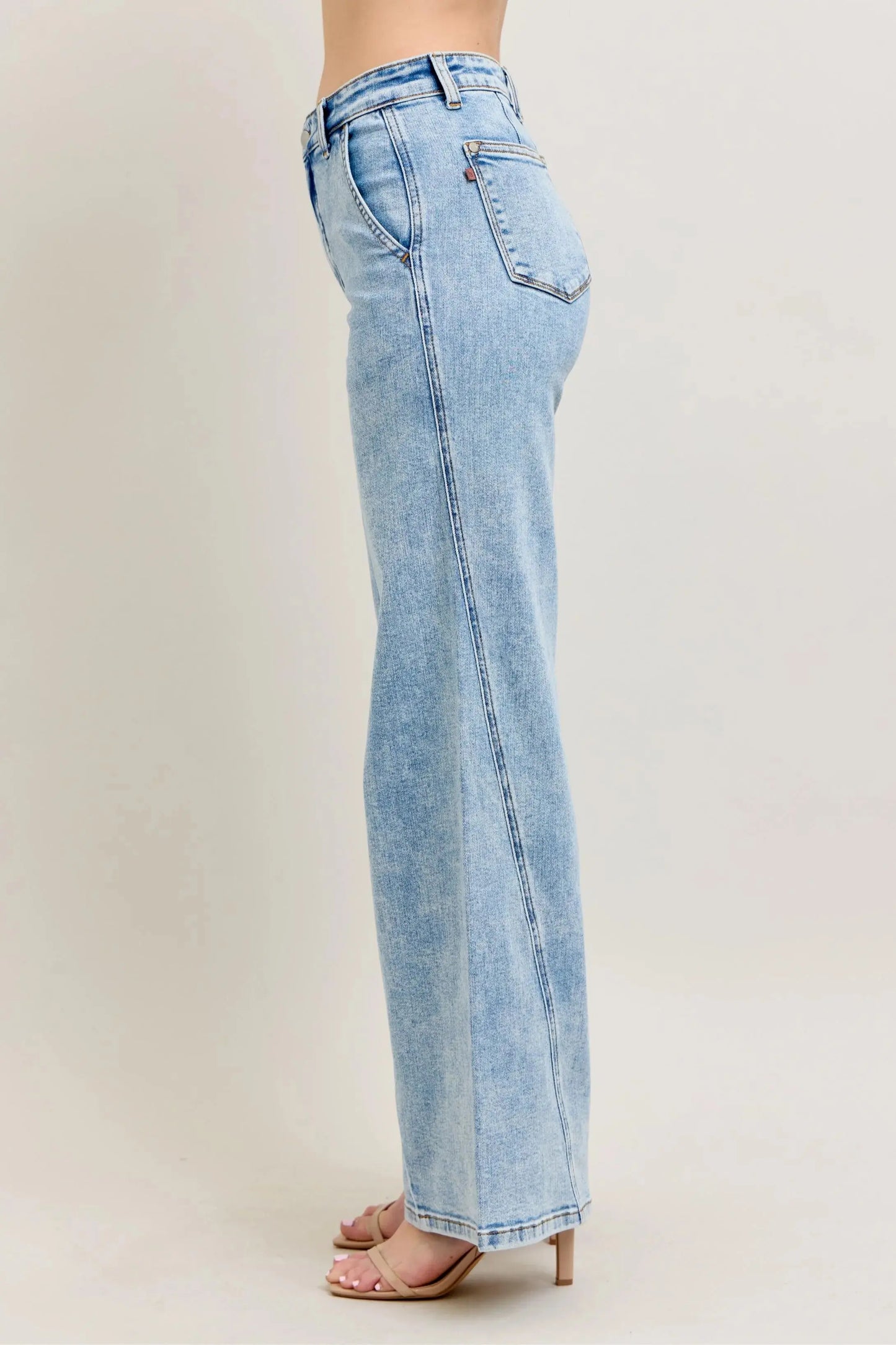 Plus Size Jeans - High Waist Wide Leg - Skewed Inseam Denim