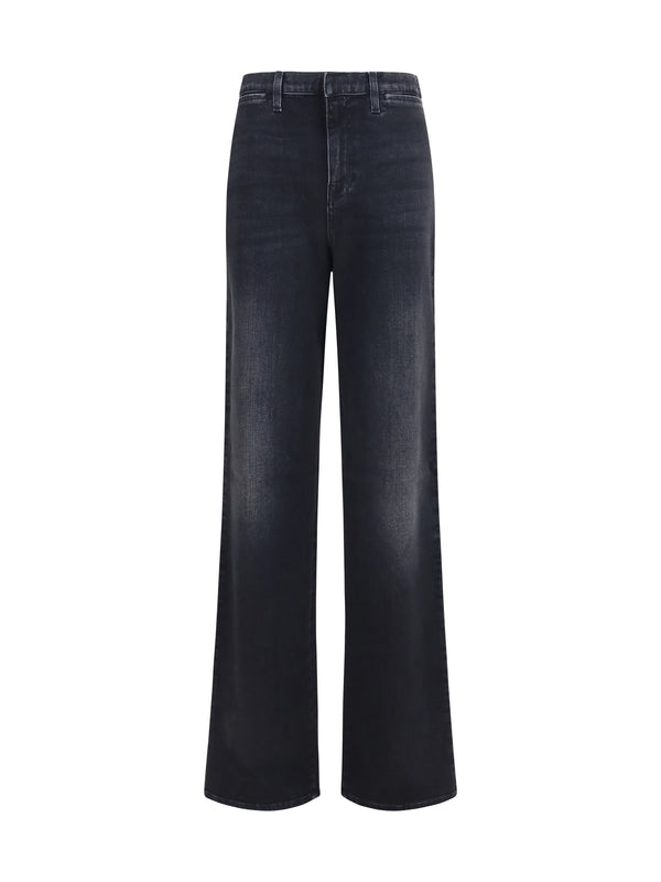 Stretch Cotton Jeans With Web Stripe