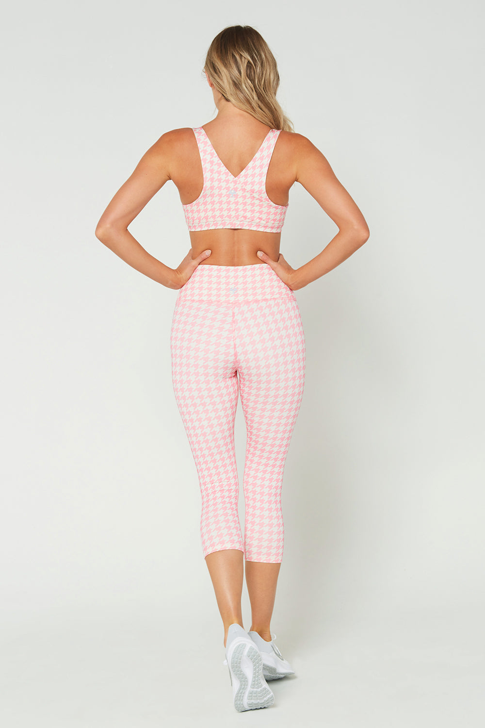 Pink Houndstooth Zip Bra Made in USA