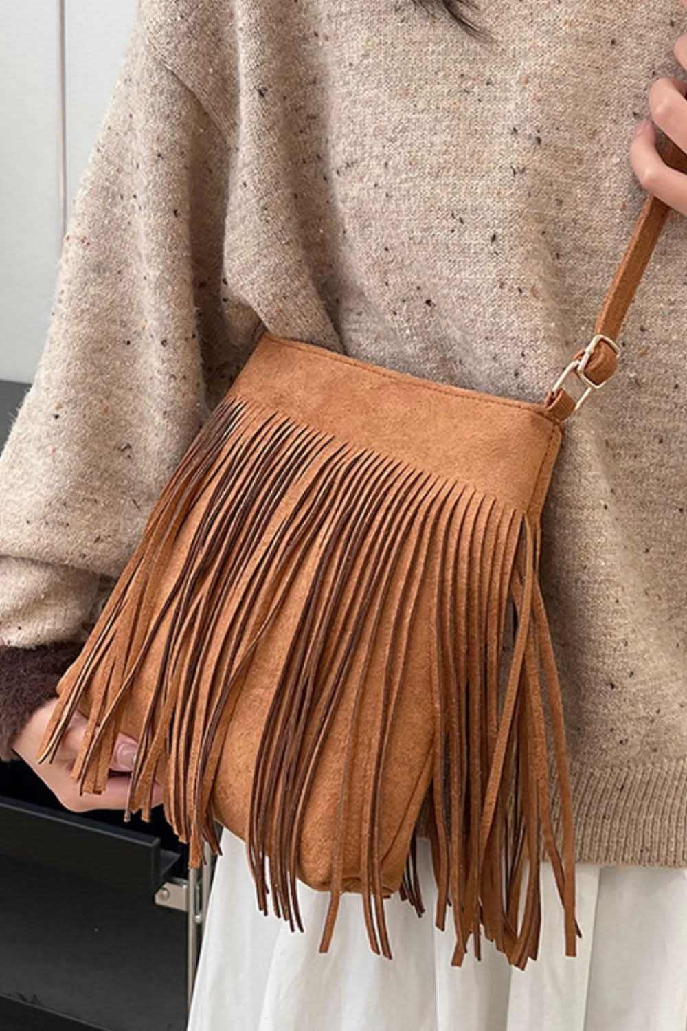 Trendsi Suede Fringe Bag + Everyday Style + Women's Crossbody + Chic, Small