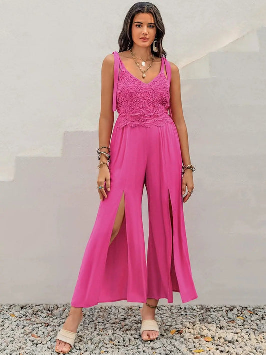 Trendsi Elegant Lace V-neck Jumpsuit