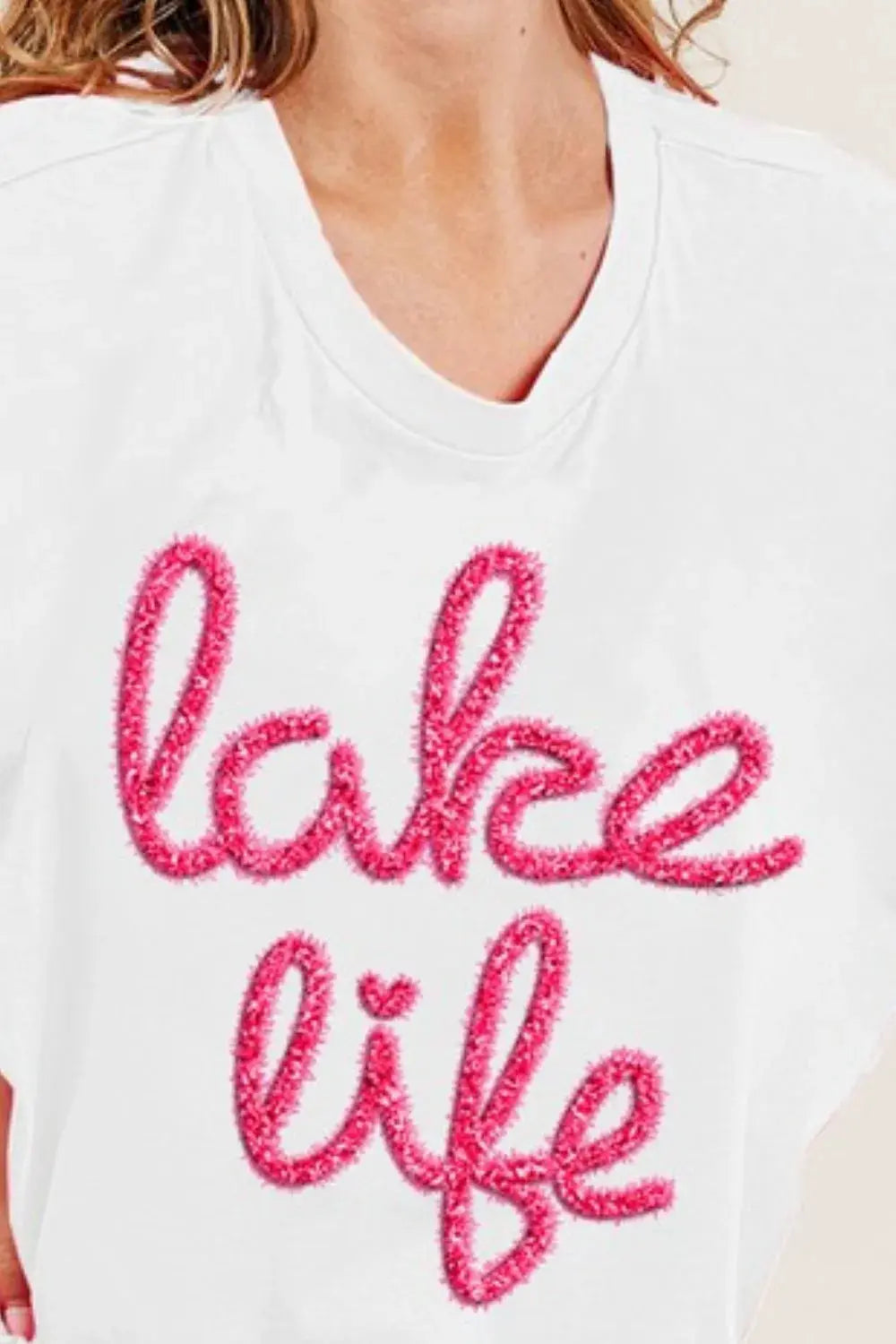 Casual Tee - Metallic Letter - Dolman Short Sleeve