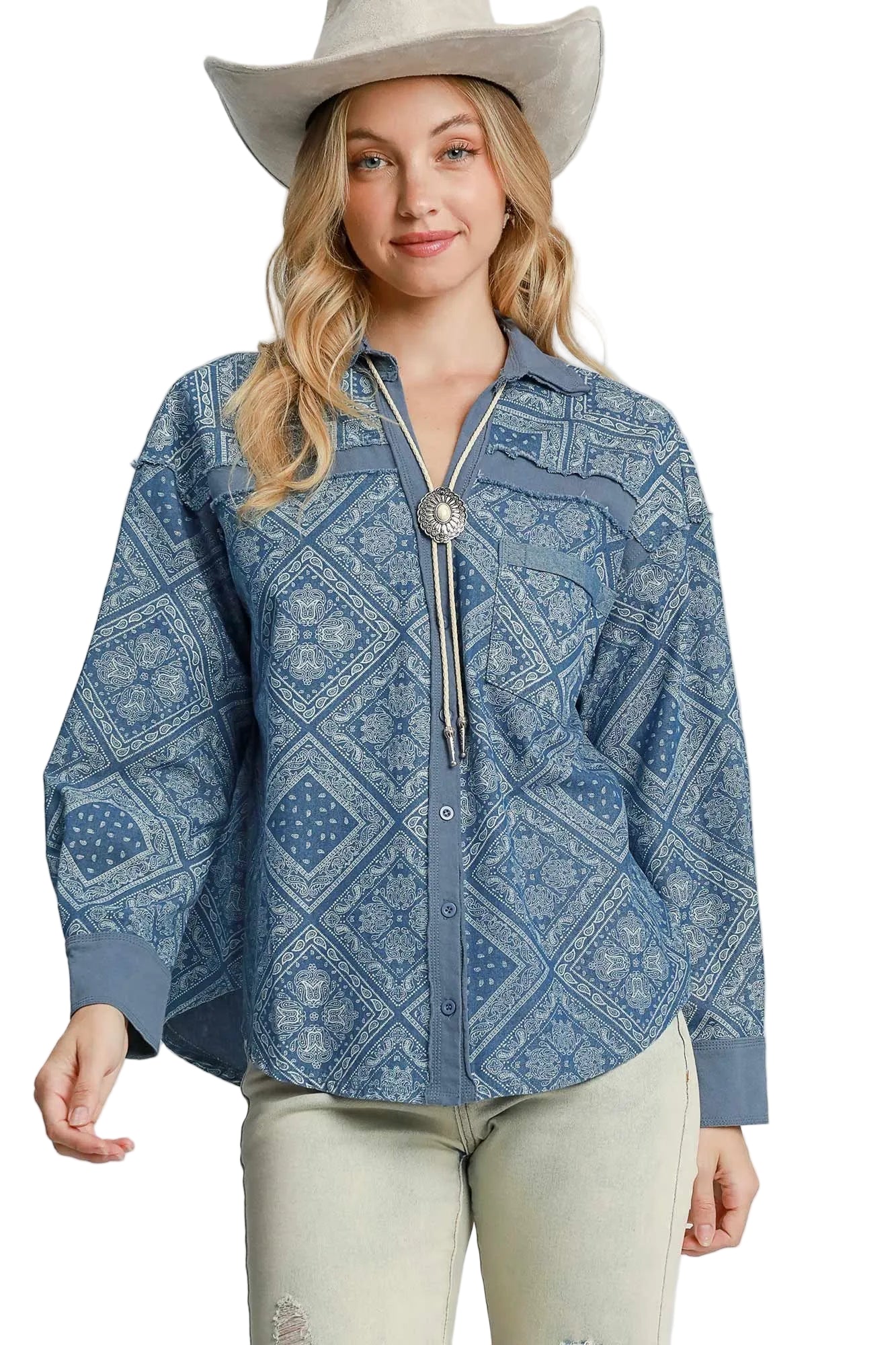 Paisley Print Denim Shirt Jacket