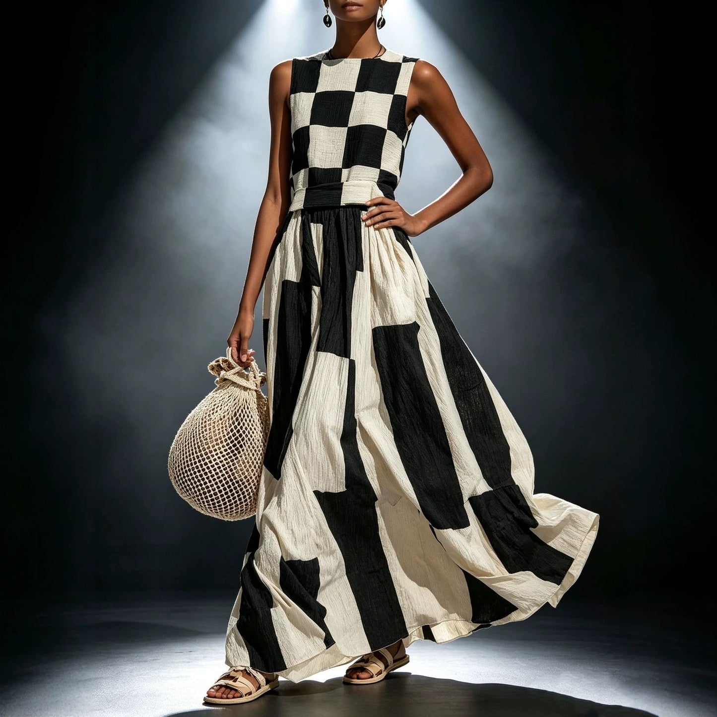 Round Neck Sleeveless Loose Maxi Dress