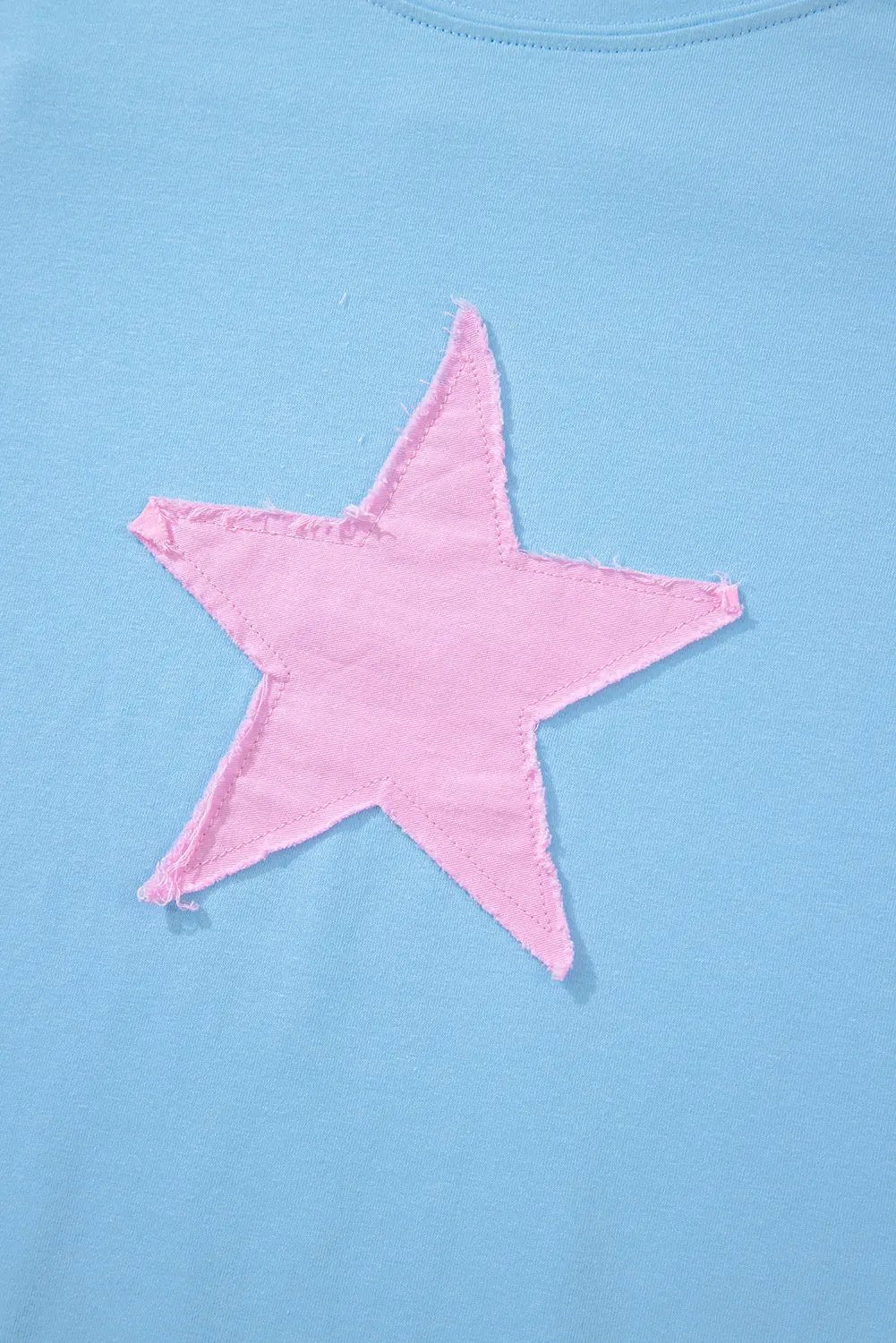 T-Shirt - Denim Star Print - Oversized Casual