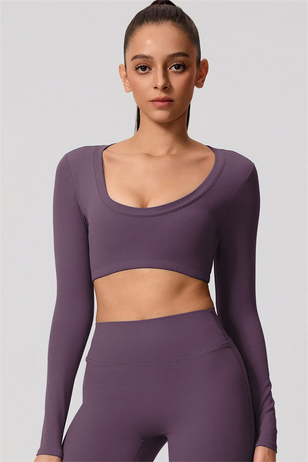 The Nestle Long Sleeve Crop Top Straight Leg Pants 2-Piece Set