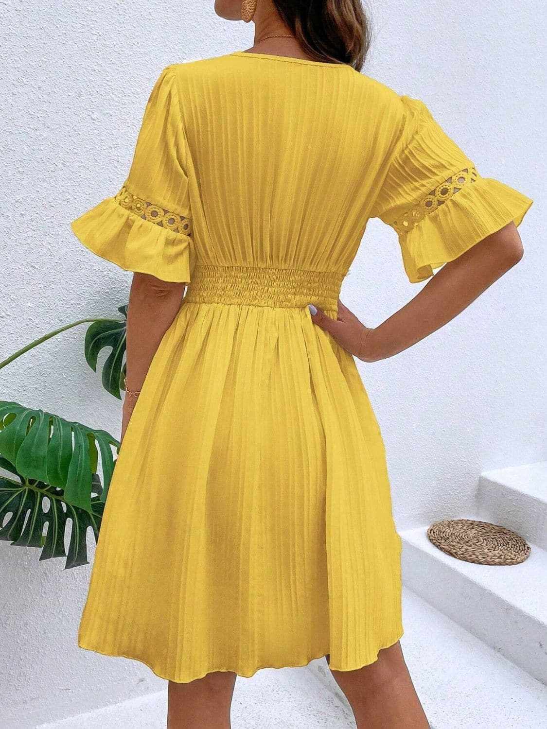 Trendsi Cutout flounce sleeve mini dress