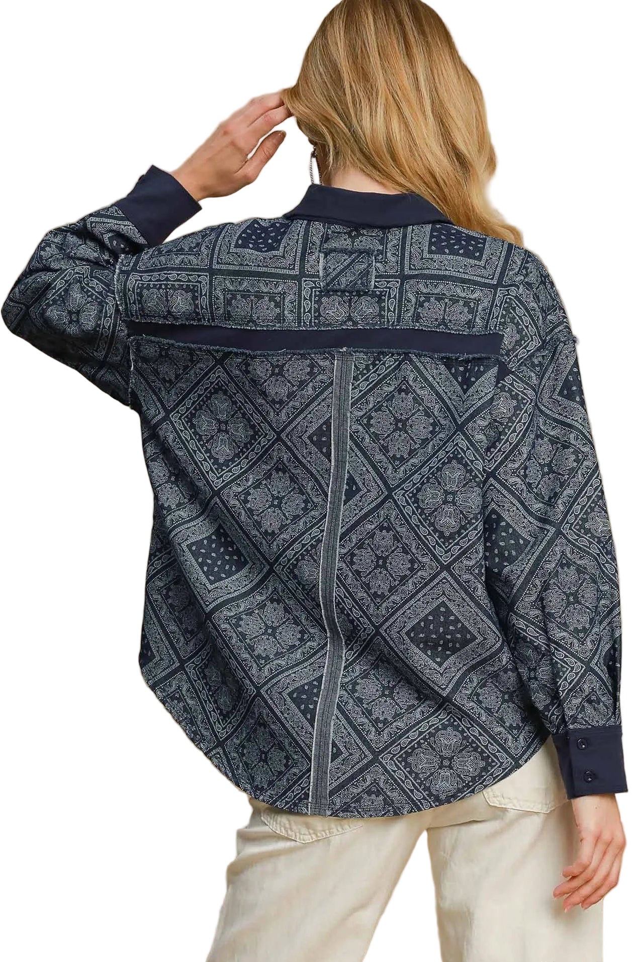 Paisley Print Denim Shirt Jacket