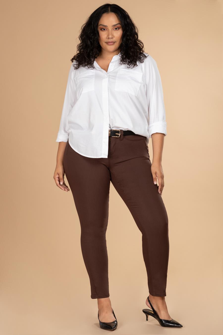 Women's Plus Size Hyperstretch Skinny Pants, Cocoa