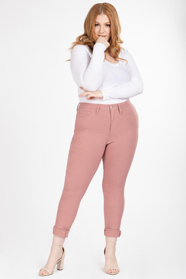 Women's Plus Size Hyperstretch Tummy Control Skinny Pants, Rose Taupe