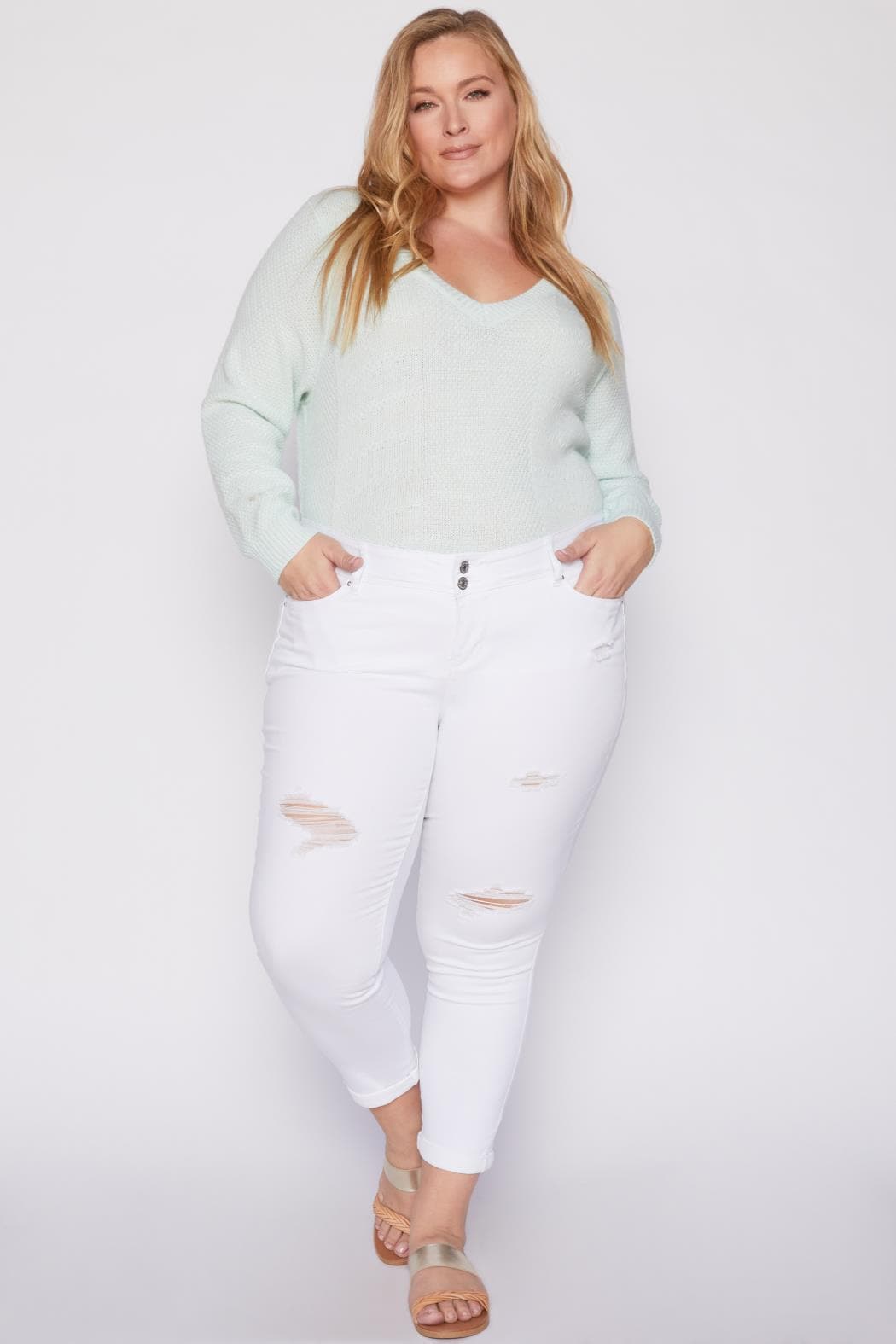 Women's Plus Size WannaBettaButt Rolled Cuff Ankle Jeans