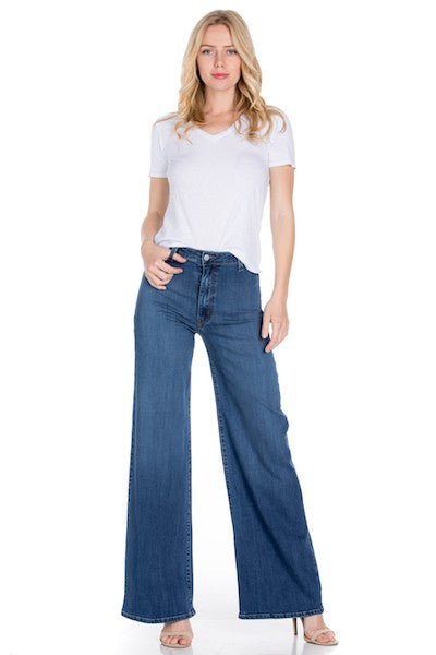 Wide Leg High Rise Denim Jeans