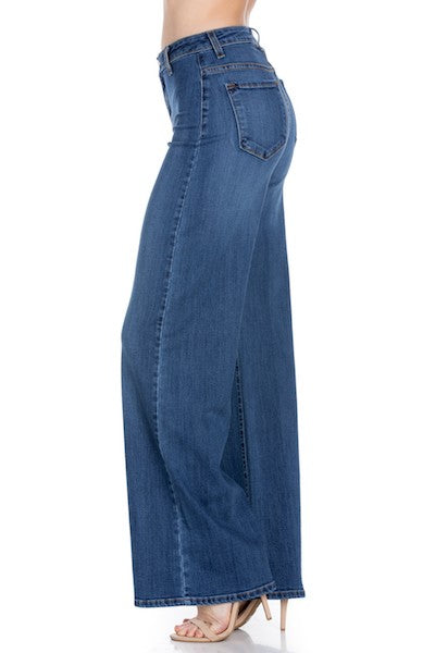 Wide Leg High Rise Denim Jeans